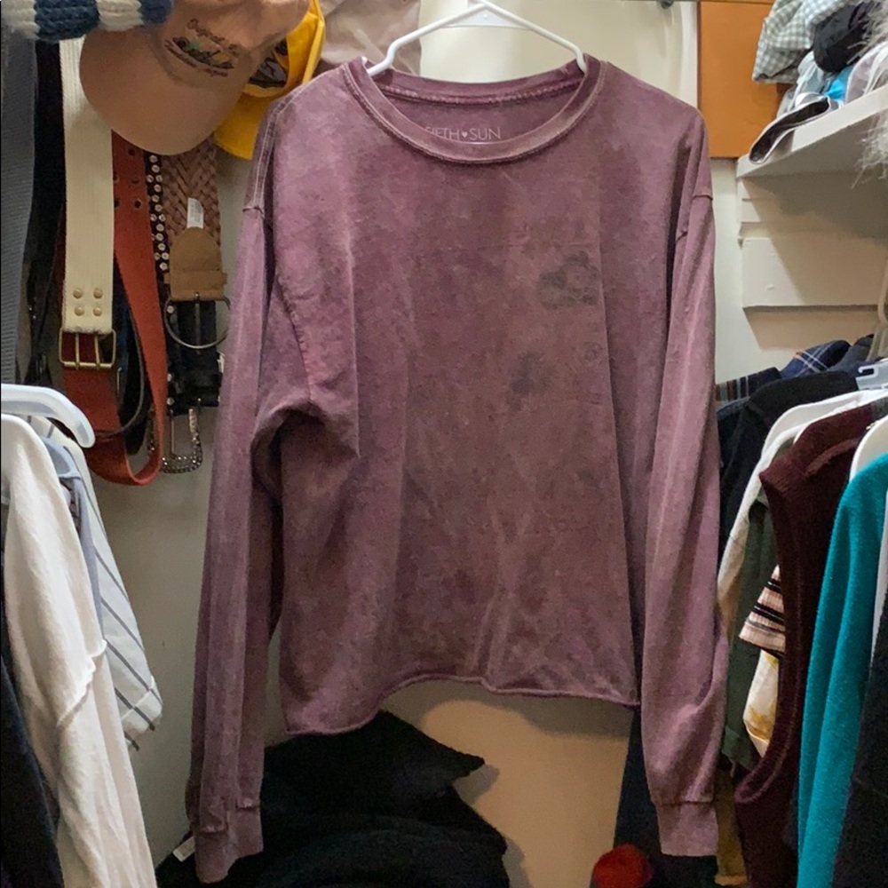 Long sleeve purple shirt w/ faded flowers on front